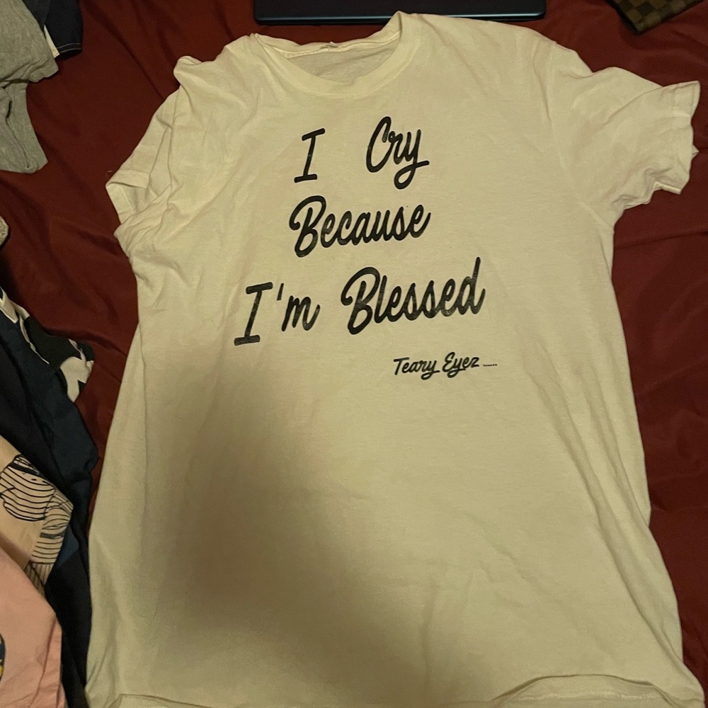 Up and coming brand teary eyez size large white tee